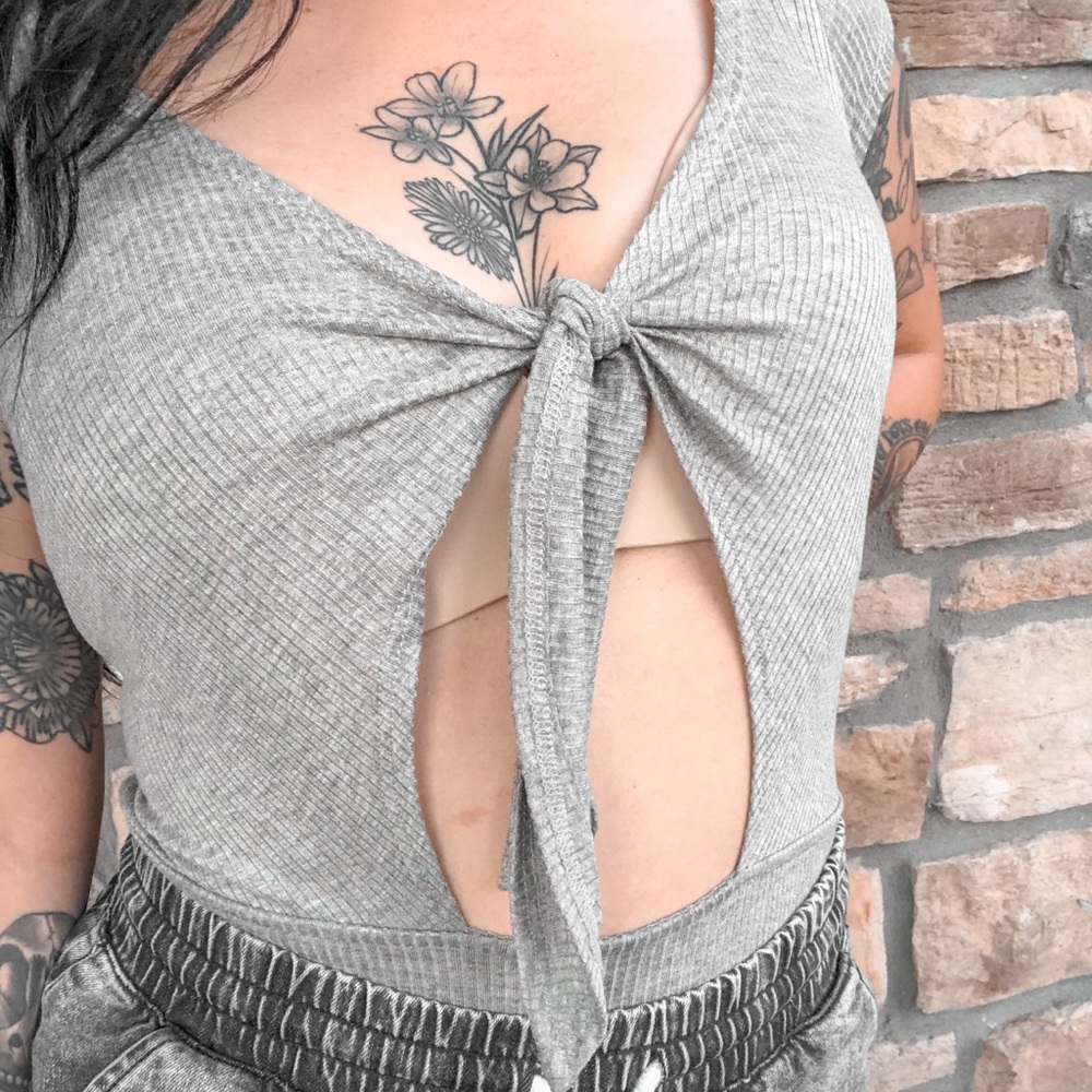 Grey cutout bodysuit